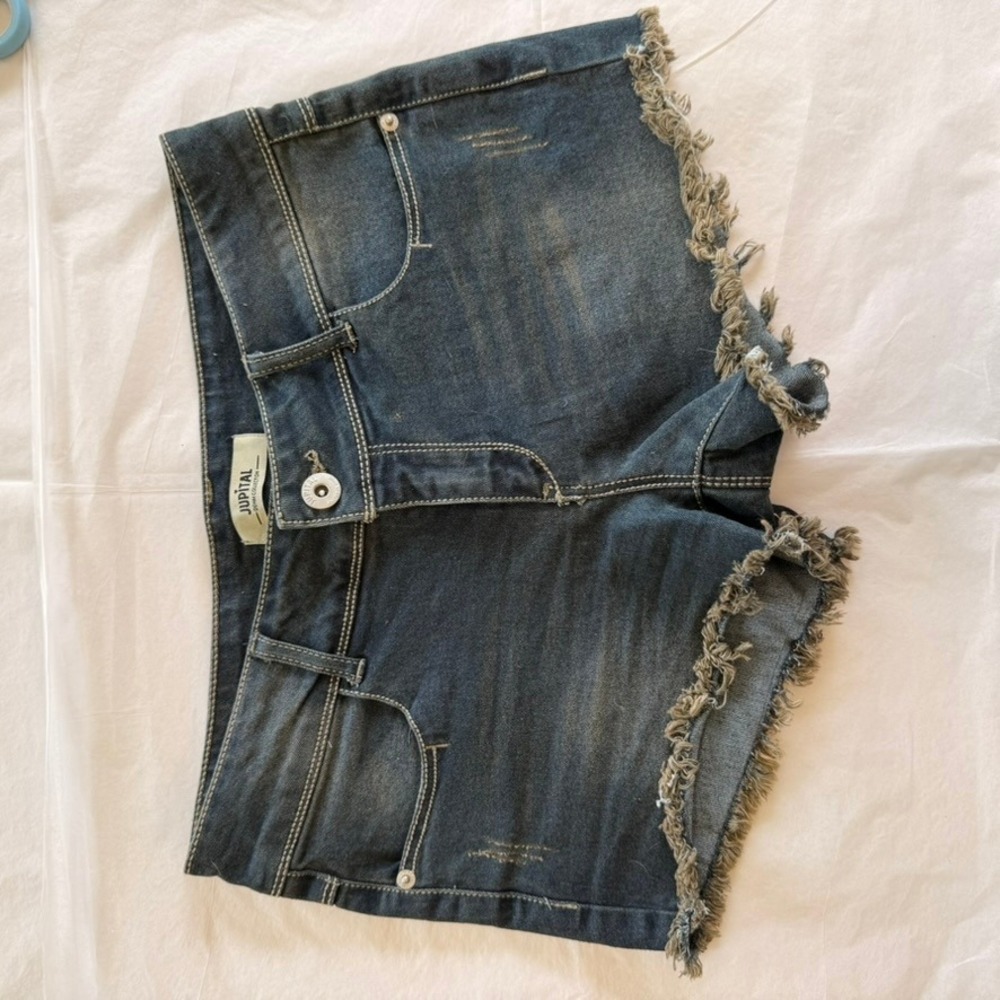 Jupital Denim Shorts Women Size 5 Blue Excellent Frayed Raw Hem Cut Offs
